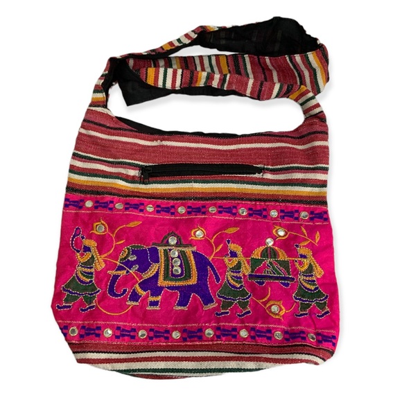 Boho Crossbody embroidered Fabric Bag - Picture 1 of 9